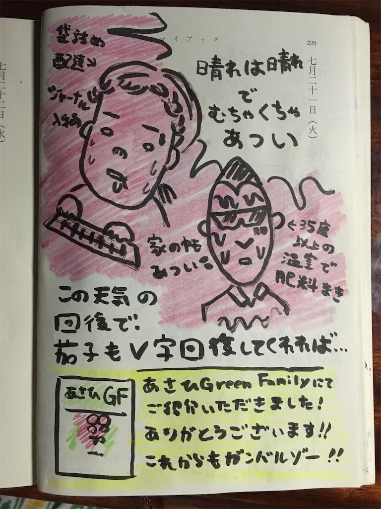 晴れは晴れで めちゃくちゃ暑い 移住 就農3年目突入 よしよし畑 の家族の絵日記
