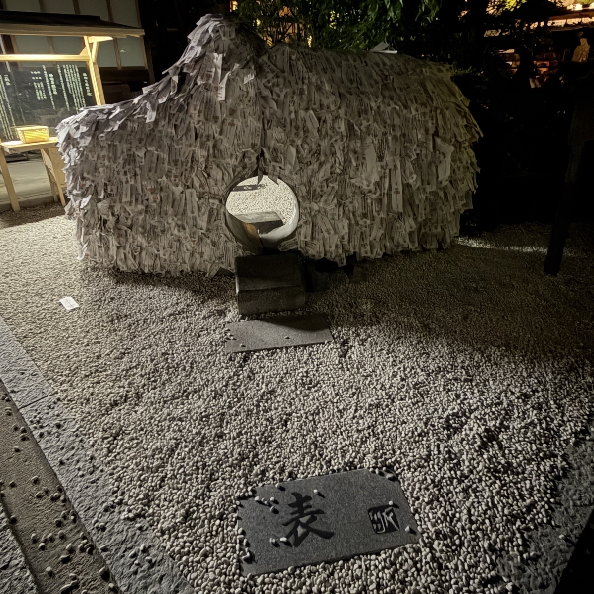 縁切り縁結び碑の表側から穴をくぐる