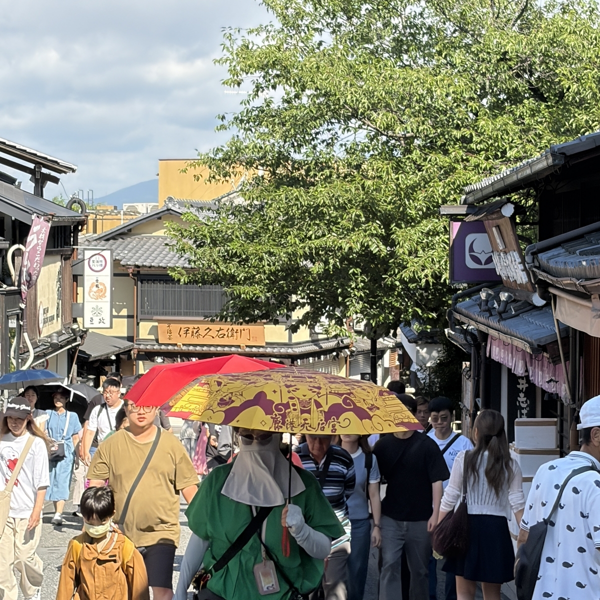 三年坂 二年坂方面の朝の街並み