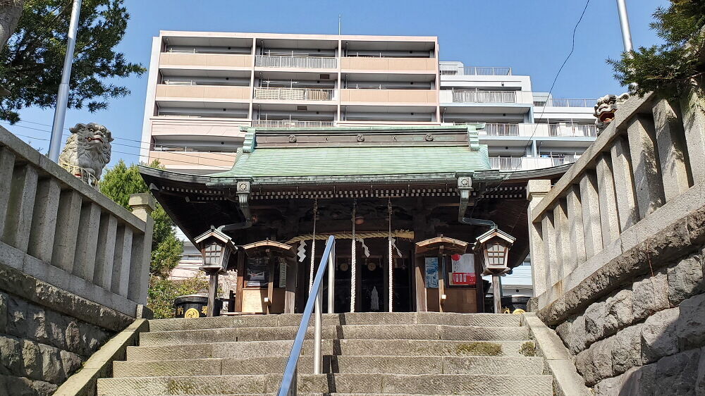 子之神社 石段と拝殿