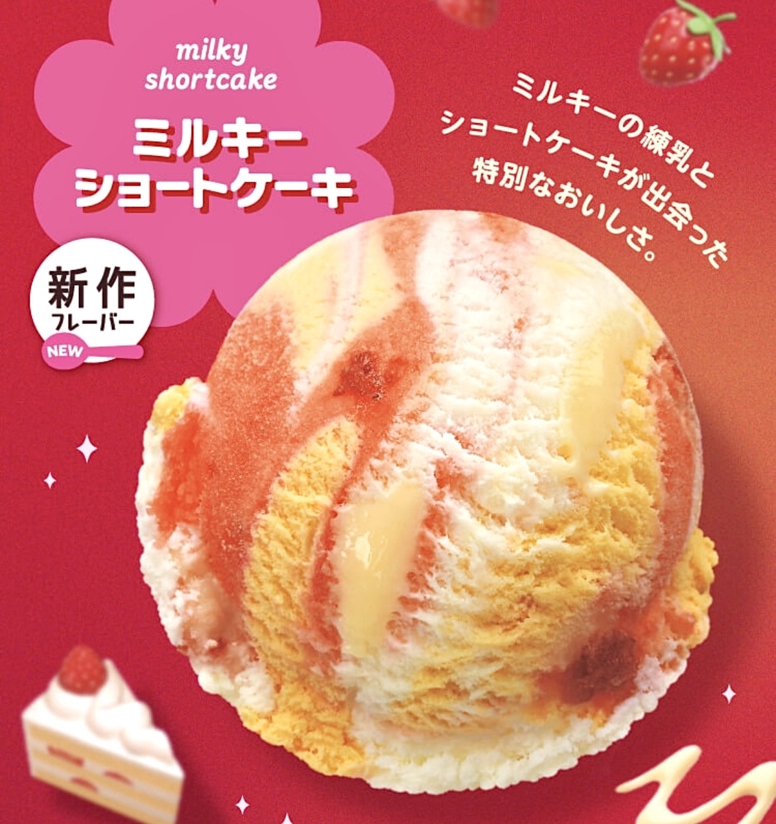 サーティワンから「ミルキーショートケーキ」「ポッピングミルキー」が