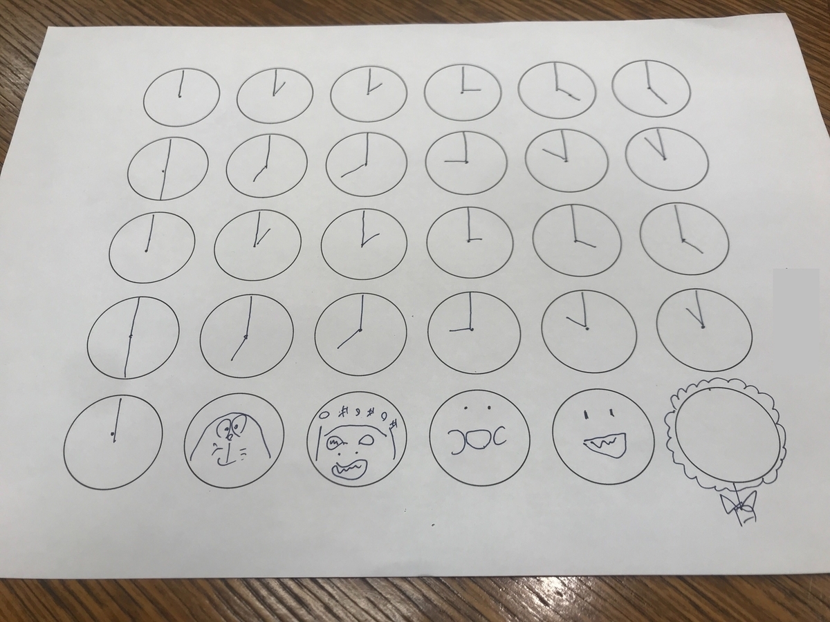 時計をひたすら描いた様子