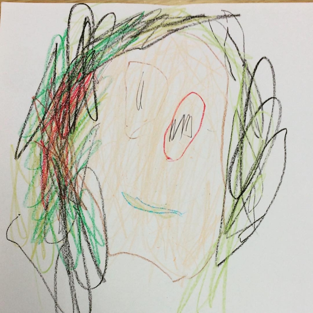 3歳頃の絵。髪の毛は1色じゃない