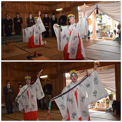 竹生神社で元旦に4年ぶりの「浦安の舞」奉納 - 新城･勝手に応援隊
