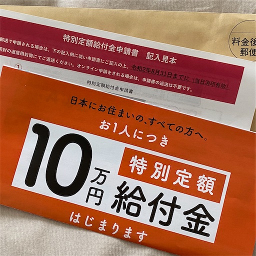 特別定額給付金申請書が届いたよ しおりのおかねのはなし