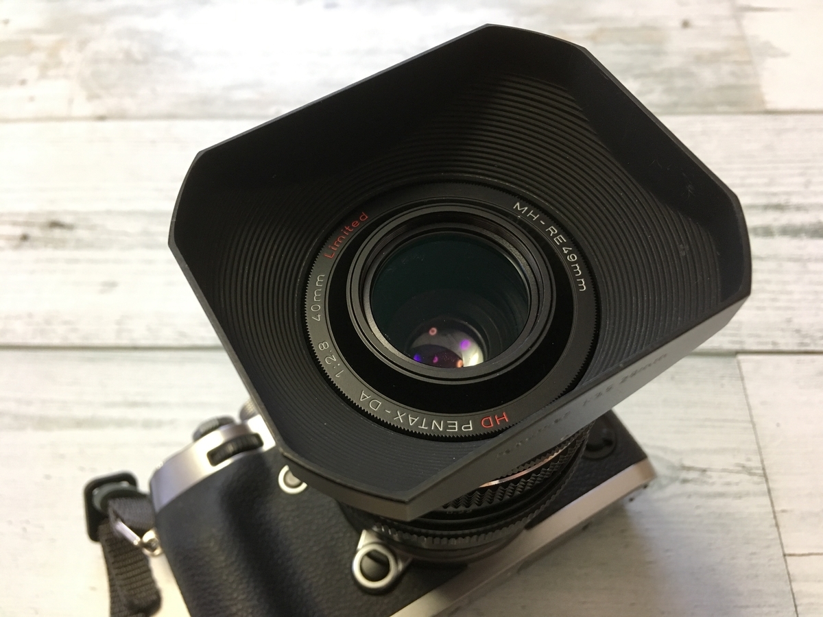 Flektogon 35mm（フレクトゴン）に、タクマー28mm用の角形フードを装着