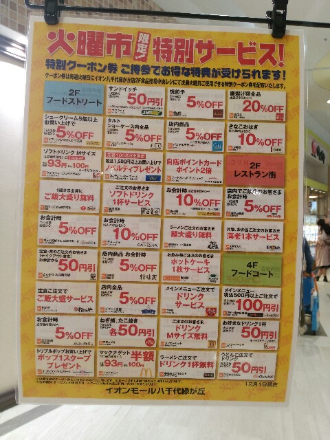 火曜市サービス内容 イオンモール八千代緑が丘 元気よく歩こう