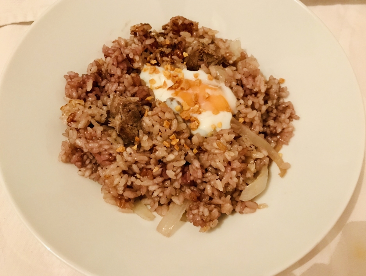 ステーキの炊き込みご飯