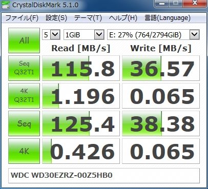 CrystalDiskMark 5.1.0 WDC WD30EZRZ-00Z5HB0