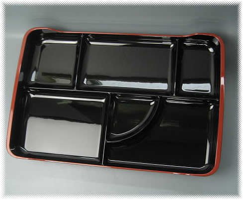 定食　弁当　に！　松花堂　プレート黒天朱　【越前漆器】