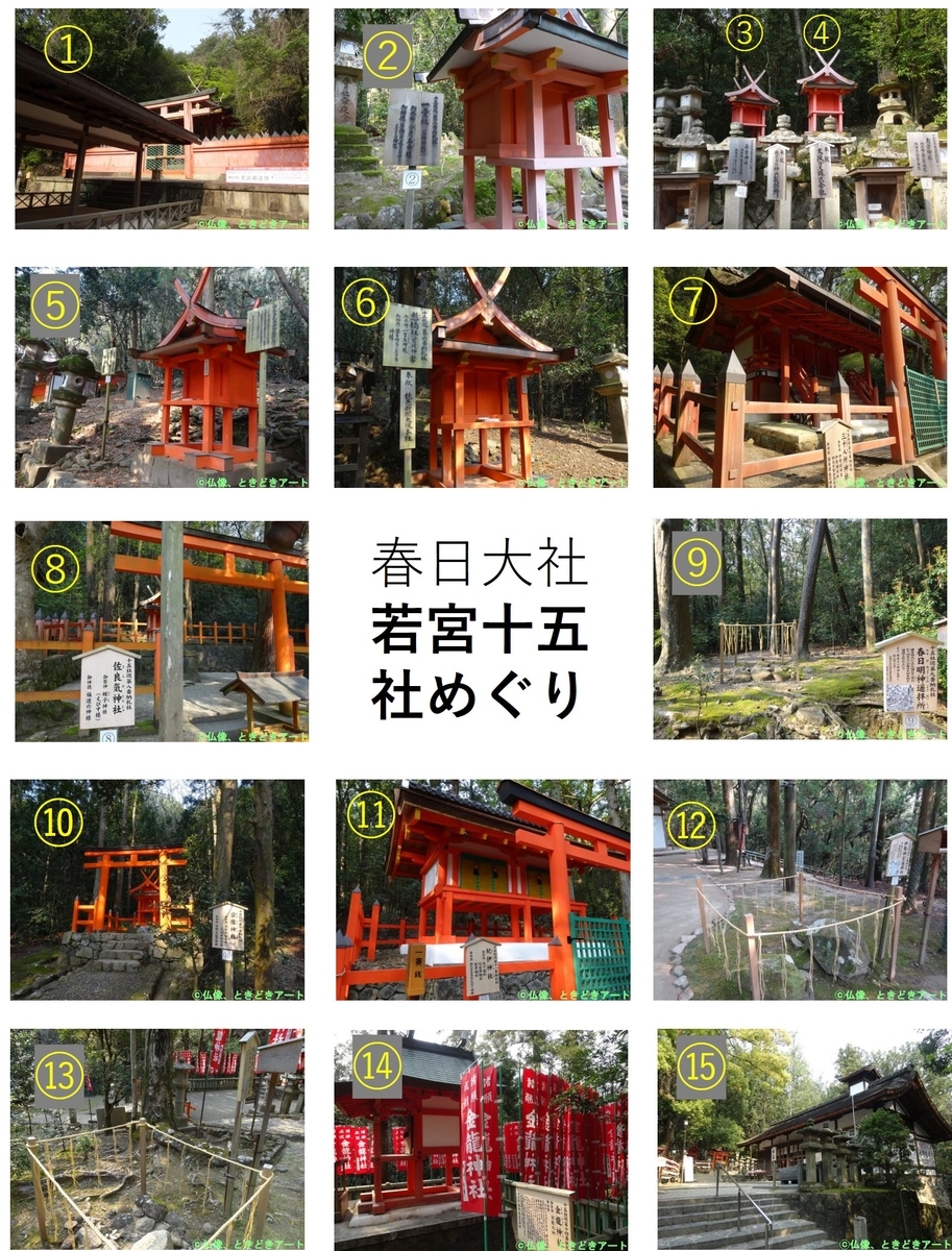 春日大社の若宮十五社を並べた画像