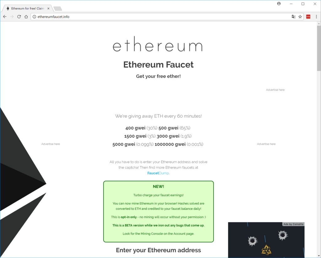 仮想通貨Ethereum（イーサリアム）を無料でゲットする方法 - ちょっとしたこと。