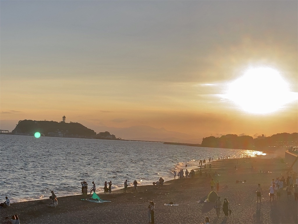 夕日の名所 七里ヶ浜の夕日と竜宮城になった片瀬江ノ島駅 湘５ 湘南の旅人