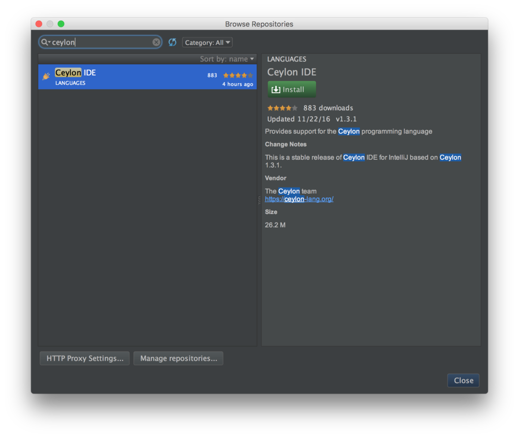 Mac の IntelliJ IDEA で Ceylon の Hello world - shogonir blog