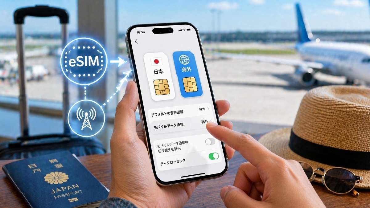 iPhoneでのeSIM設定と回線切り替えの手順