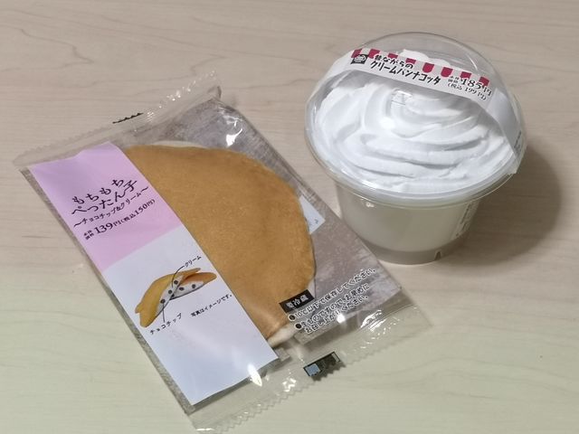 ミニストップ もちもちぺったん子 チョコチップ クリーム 昔ながらのクリームパンナコッタ 新 気まぐれスイーツ日和