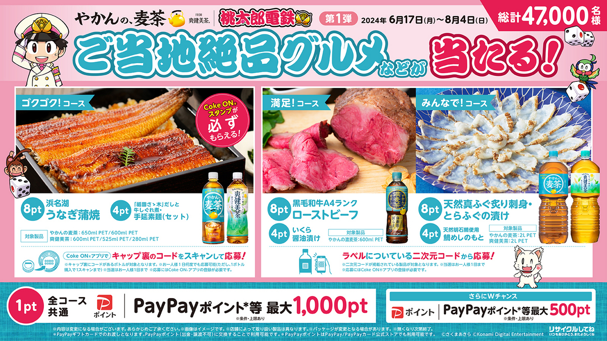 コカ・コーラ やかんの麦茶 桃太郎電鉄 対象製品を購入してその場で当たる! 第1弾