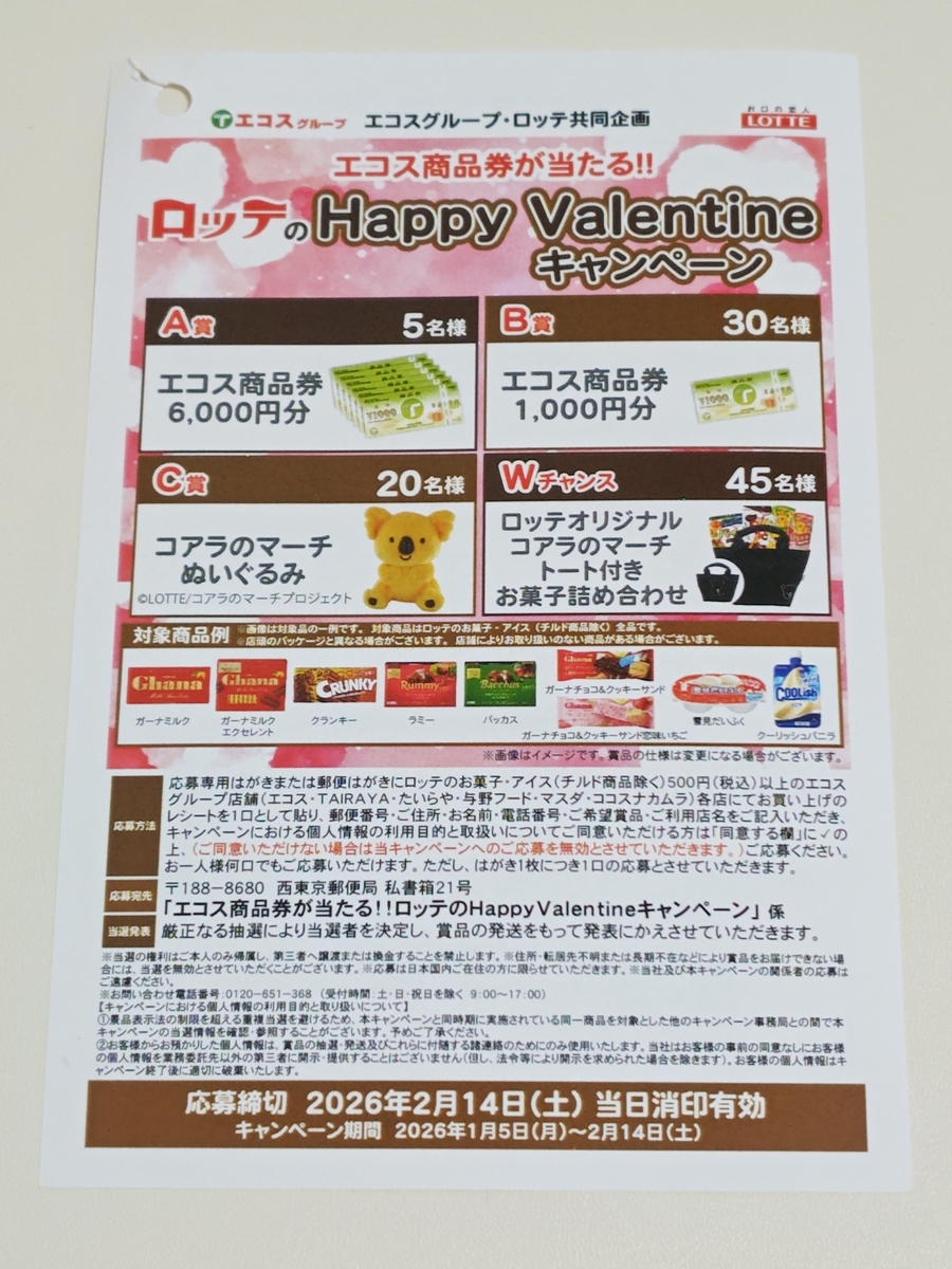 エコスグループ×ロッテ エコス商品券が当たる!!ロッテのHappy Valentineキャンペーン