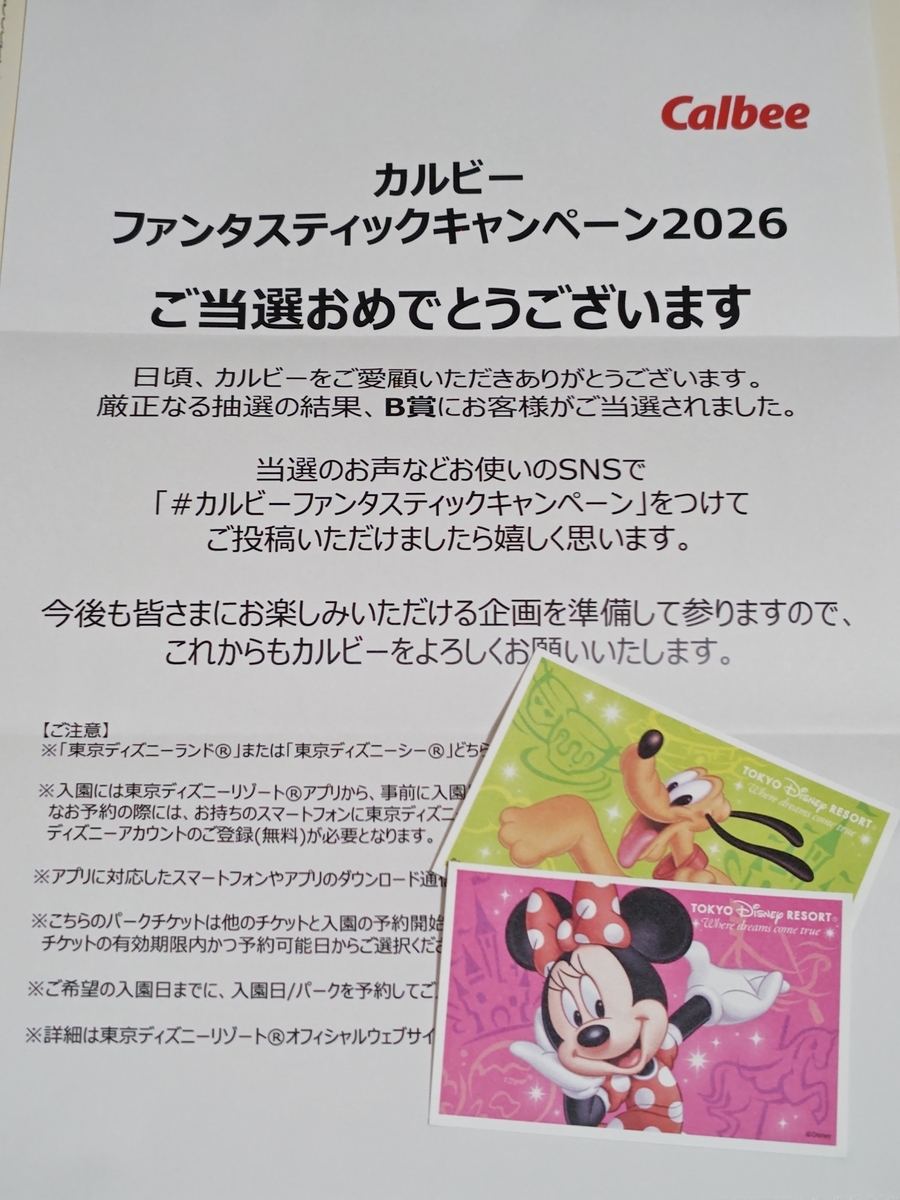 カルビー ファンタスティックキャンペーン2026 当選通知書 カルビー