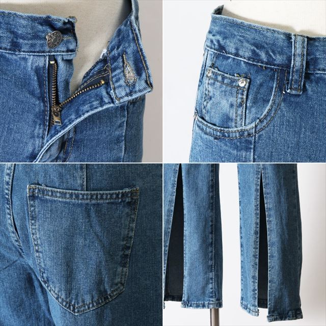 スリットデニムワイドパンツ