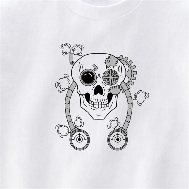 スチームパンクスカルプリントTシャツ