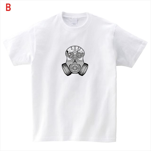 スチームパンクスカルマスクプリントTシャツ