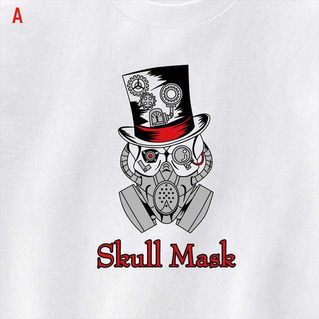 スチームパンクスカルマスクプリントTシャツ