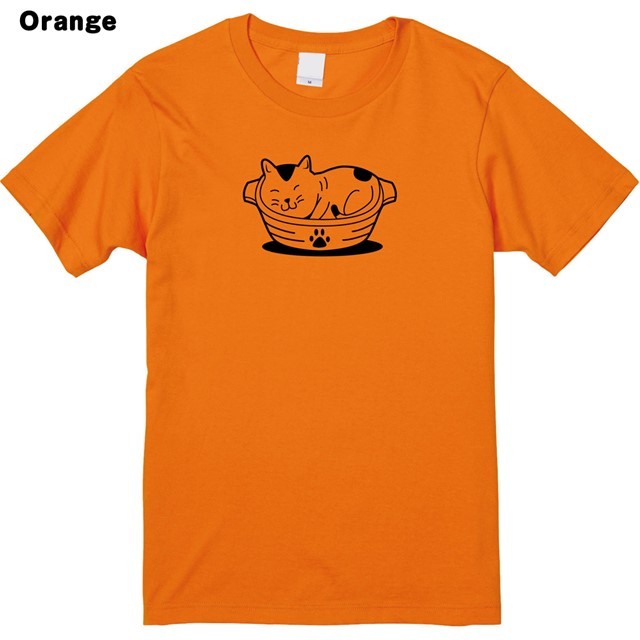 お昼寝なべねこプリントTシャツ