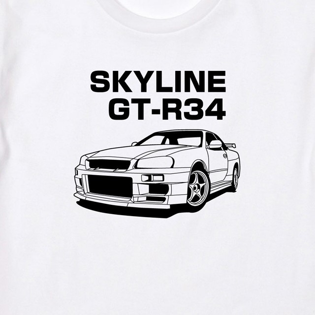 スカイラインGT-R34ロゴプリントTシャツ