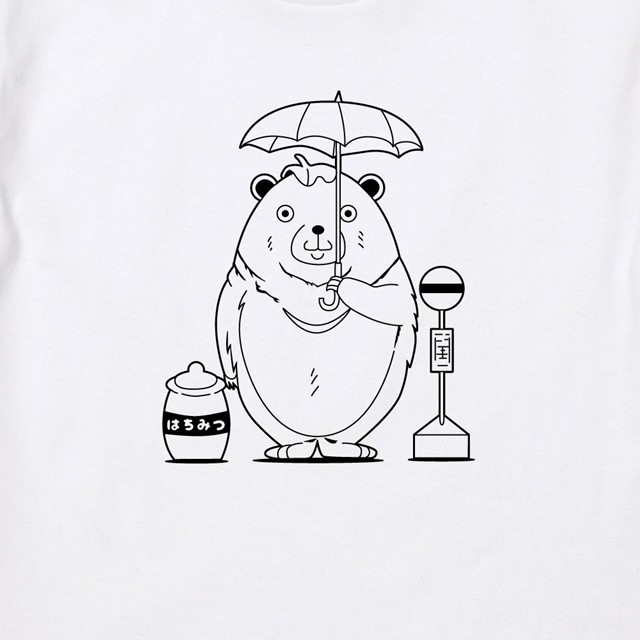 バスを待つ熊プリントTシャツ