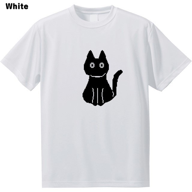 ドット絵黒猫プリントTドライTシャツ