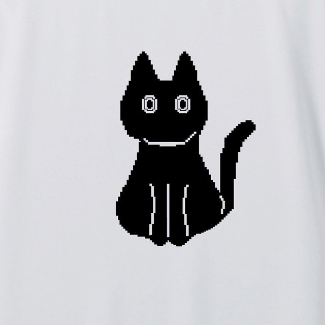 ドット絵黒猫プリントTドライTシャツ
