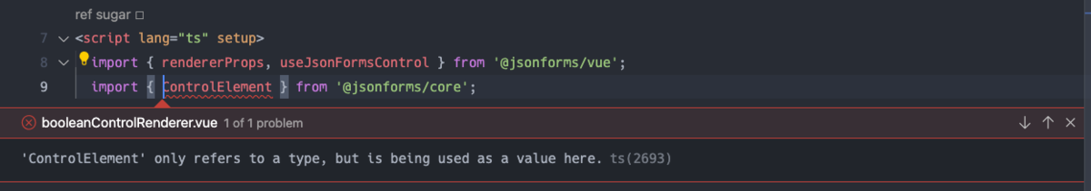 only refers to a type, but is being used as a value here.ts(2693)