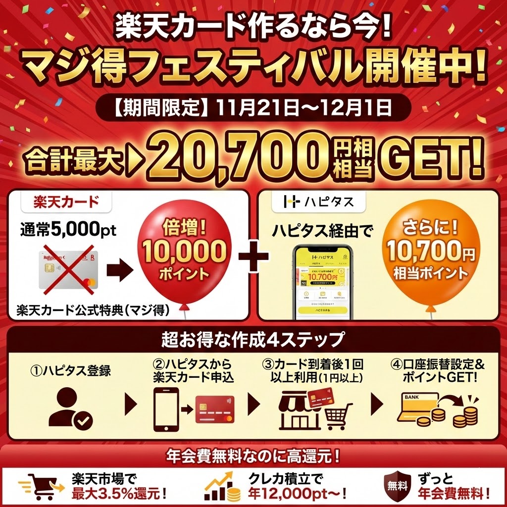 楽天カードの入会キャンペーン攻略 ポイントサイトと公式キャンペーンの組み合わせがお得 - ポイント投資の攻略ブログ