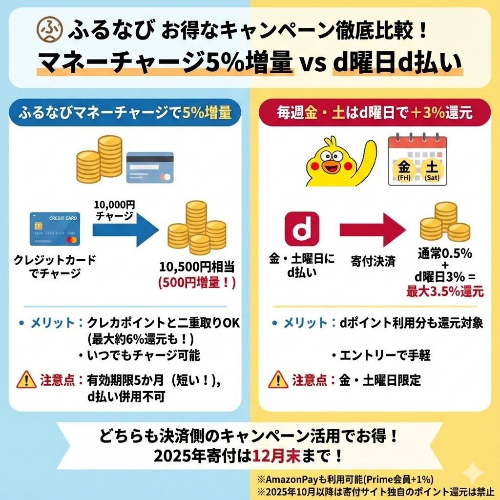 ふるさと納税の「ふるなび」 d払い、AmazonPayを活用して還元率アップ!! ふるなびマネーチャージで5％増量 - ポイント投資の攻略ブログ
