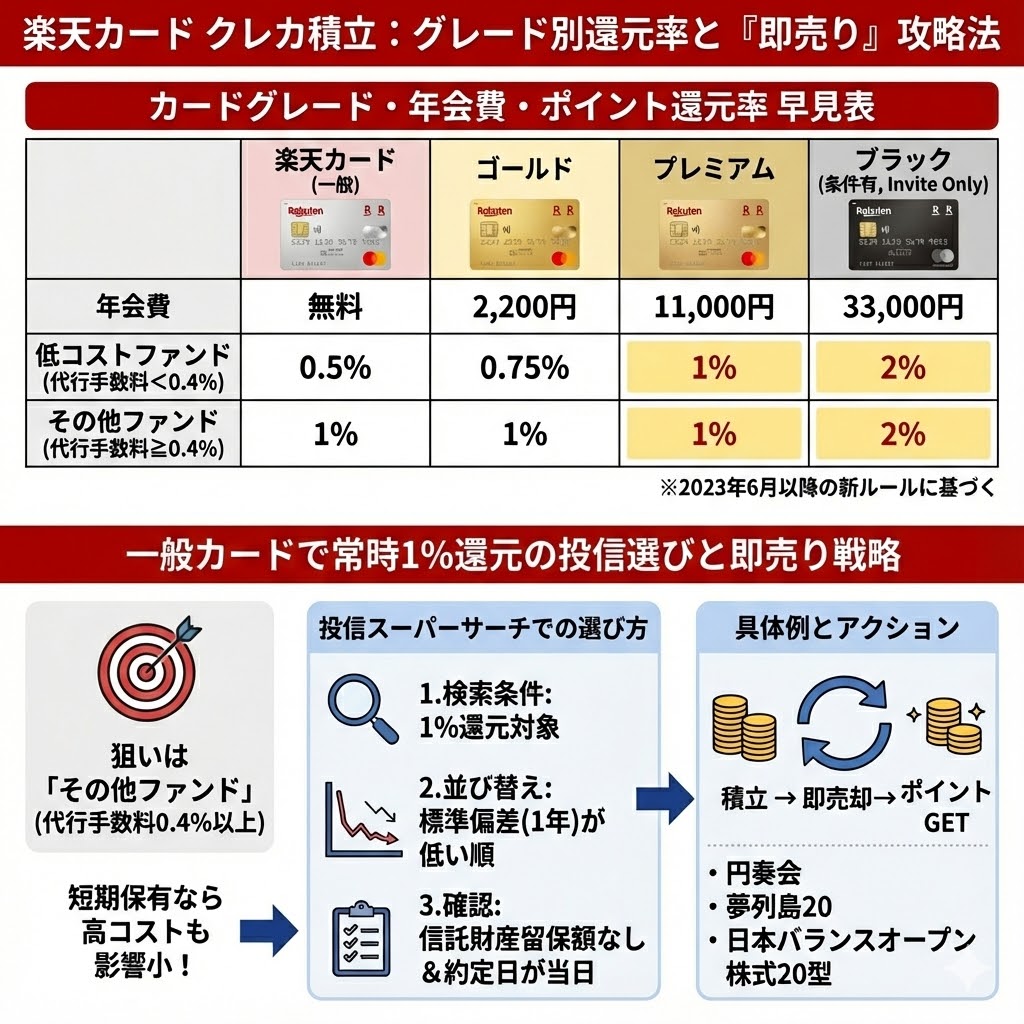 楽天カード積立のお得な攻略法 年間12000ポイントが貯まるクレカ投信積立のやり方と注意点 - ポイント投資の攻略ブログ