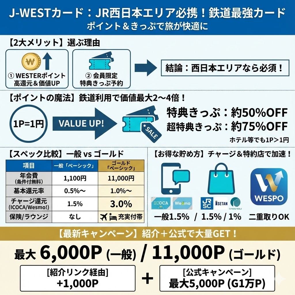 J-WESTカードの特典とWESTERポイント入会キャンペーン、紹介キャンペーン活用術 - ポイント投資の攻略ブログ