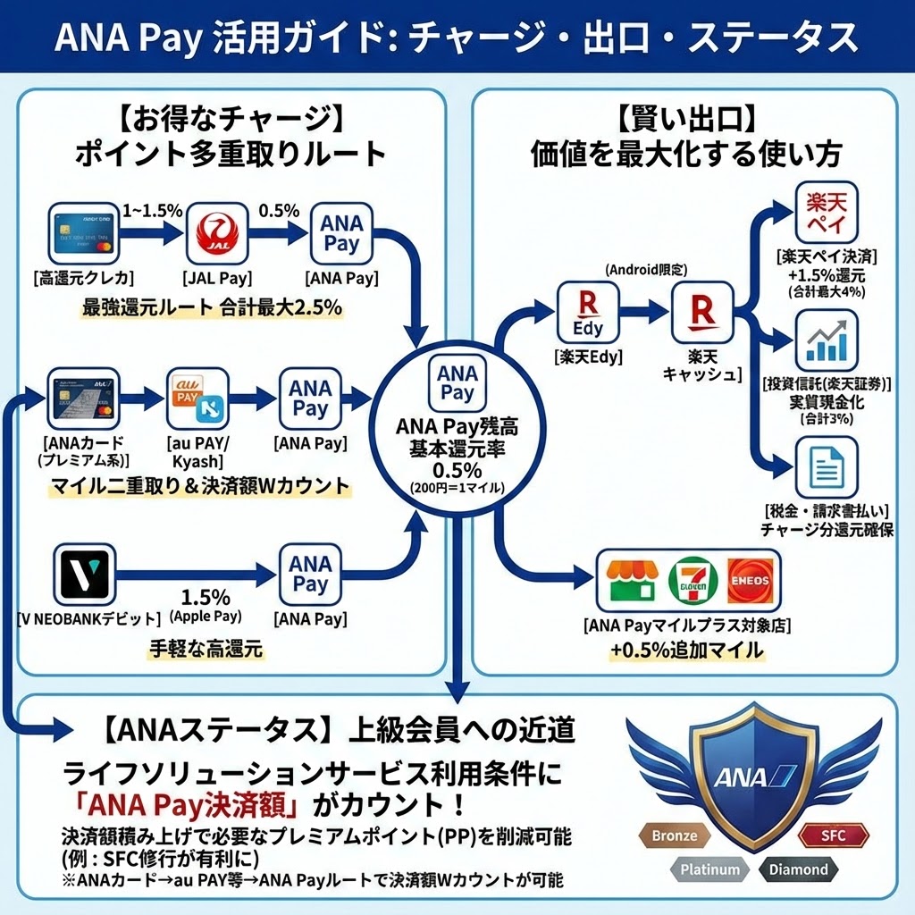 ANA Payのお得な使い方と活用方法 ANAマイルを貯めるだけでなくチャージルートとしても優秀 - ポイント投資の攻略ブログ