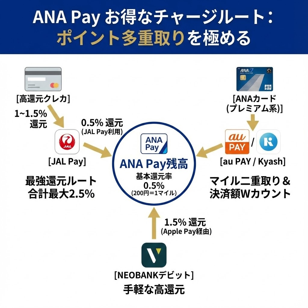 ANA Payのお得な使い方と活用方法 ANAマイルを貯めるだけでなくチャージルートとしても優秀 - ポイント投資の攻略ブログ