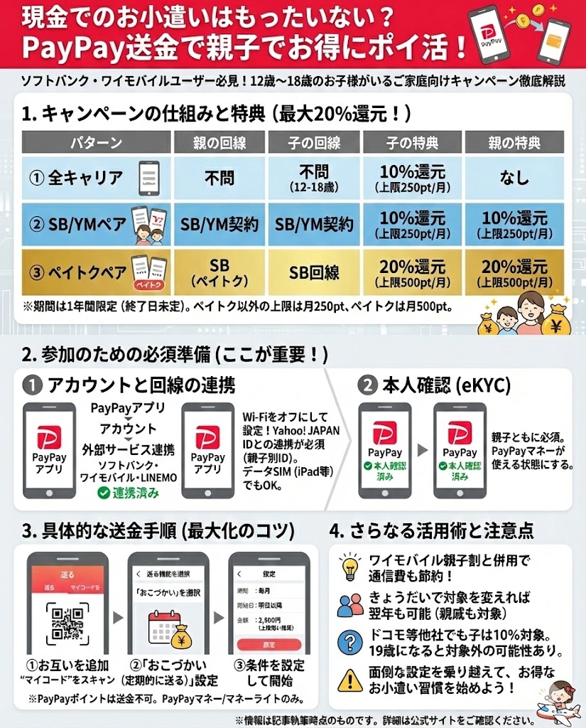 親子でPayPay送金で1年間10%～20%還元される「PayPay送金」キャンペーンの活用法 - ポイント投資の攻略ブログ