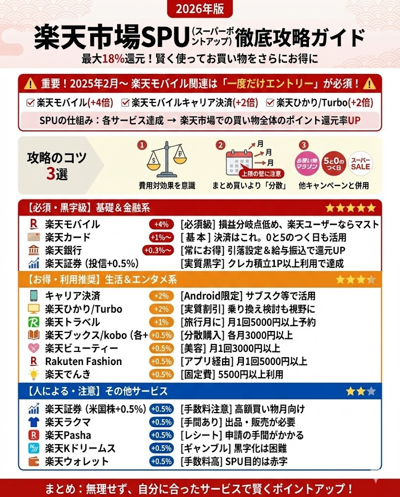 楽天市場SPUの完全攻略！2026年の最新キャンペーンと賢い利用法 - ポイント投資の攻略ブログ