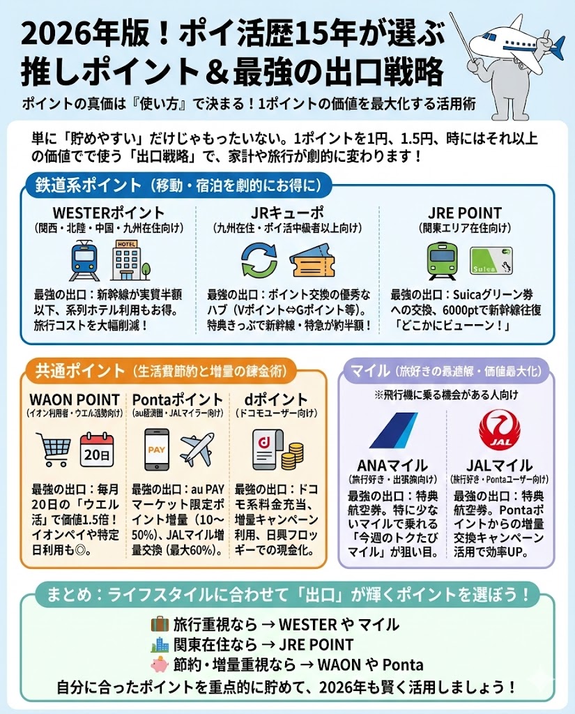 2026年 私の推しポイントプログラムを紹介 WESTERポイント、JRキューポ、WAON POINT - ポイント投資の攻略ブログ