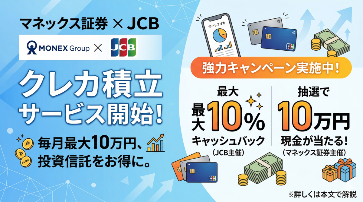 マネックス証券×JCBクレカ積立の還元率・上限・3社併用条件を解説