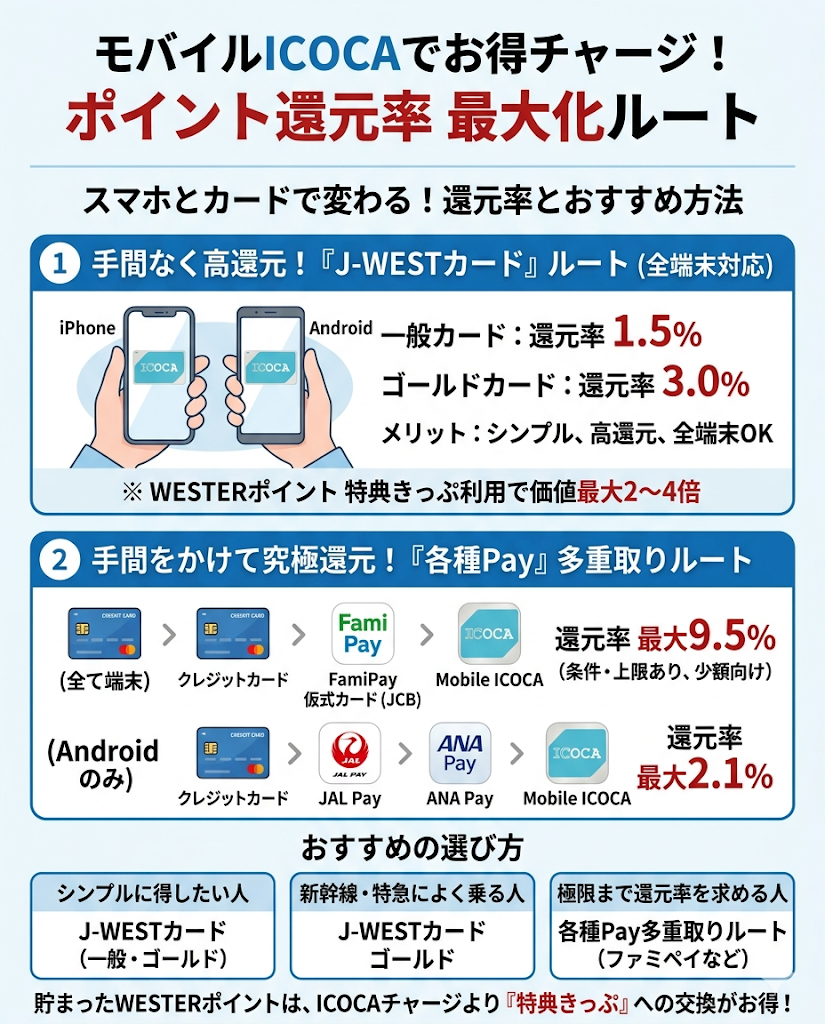 モバイルICOCAへのお得なチャージルートとポイントが貯まるクレジット