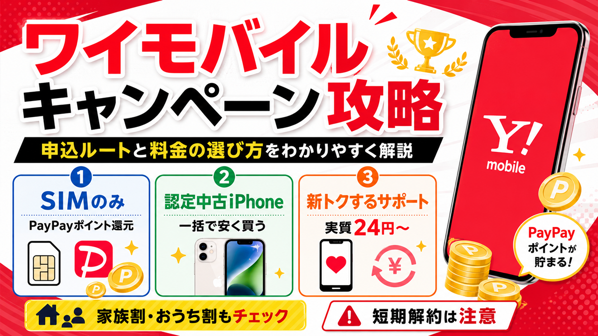2026年6月】ワイモバイルのお得な乗り換えキャンペーン 料金プランや 