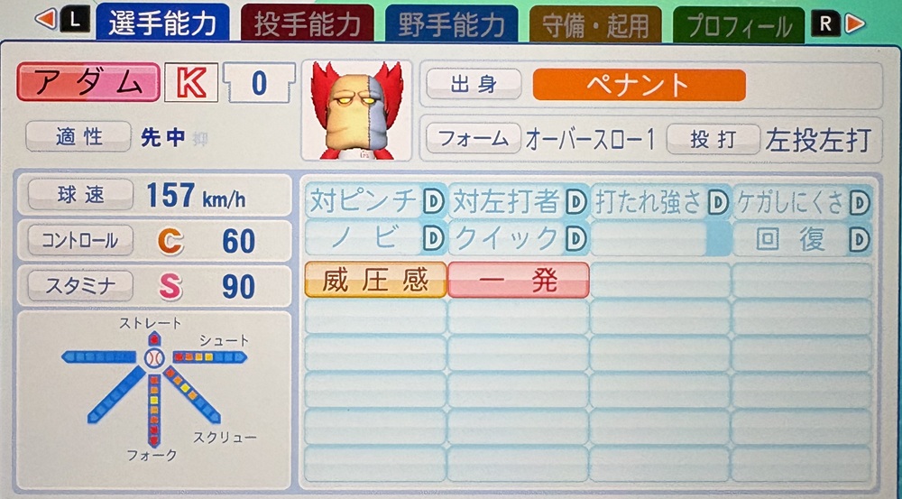 アダム（パワプロ2026再現選手）パワプロ8 - たかすぎしょうの野球動物王国