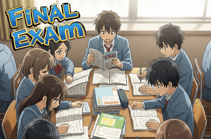 期末テストに一生懸命励む学生たち