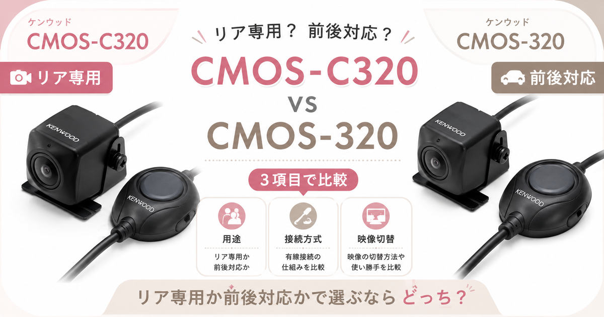 ケンウッドCMOS-C320とCMOS-320を3項目で比較！リア専用か前後対応かで