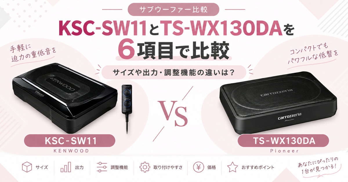 KSC-SW11とTS-WX130DAを6項目で比較！サイズや出力・調整機能の違いは