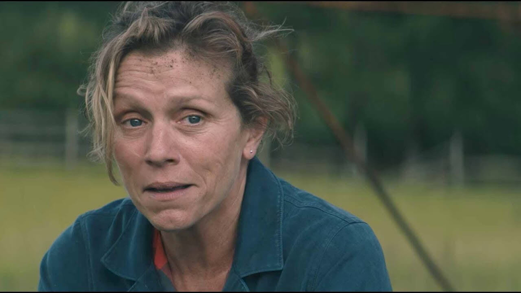 middle age lady from the scene of Three Billboards Outside Ebbing, Missouri